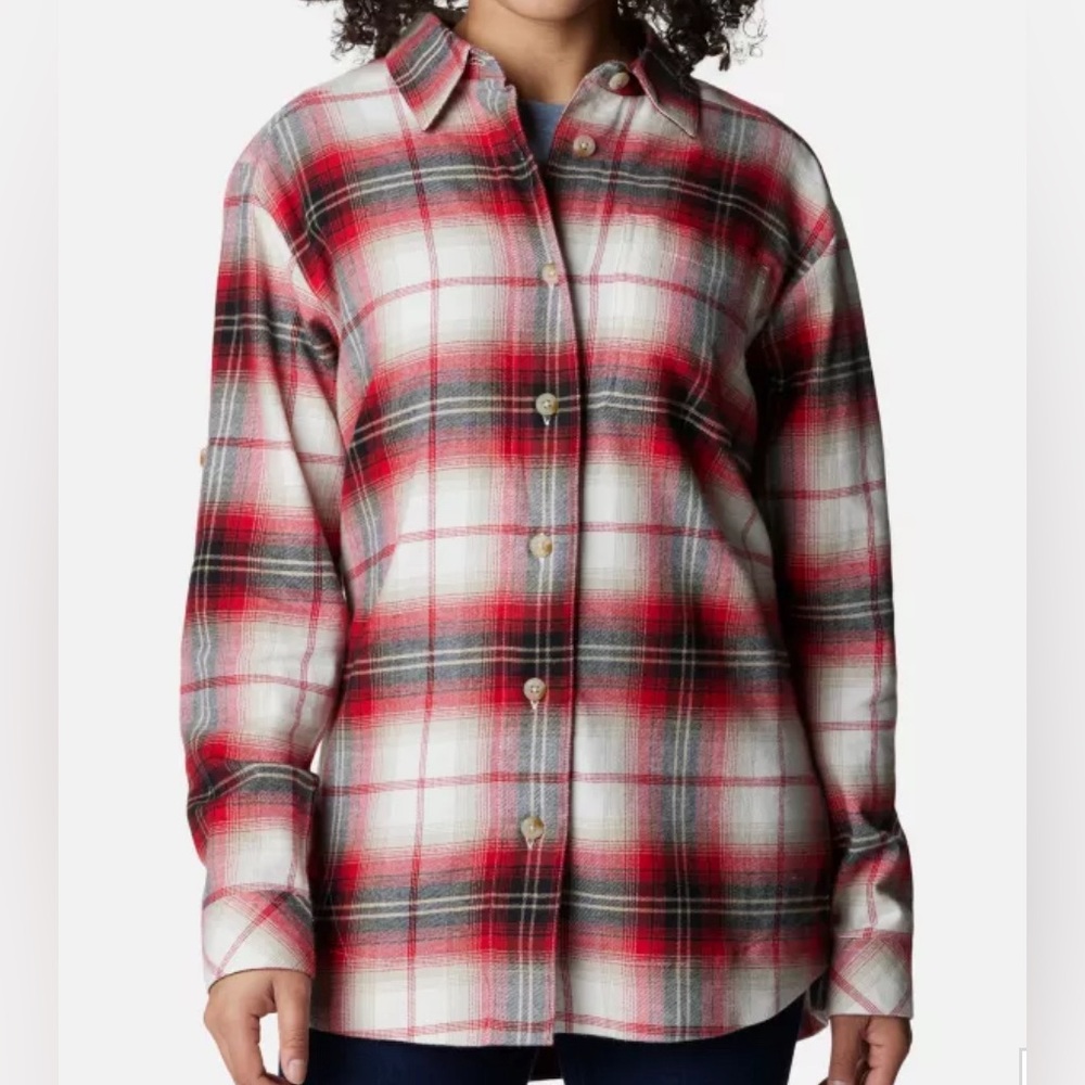 Columbia Holly Hideaway Long Sleeve Flannel Shirt Women's M NWT. 100% Cotton
